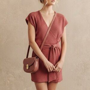 SAYLOR Yelle Ribbed Knit Mini Sweater Dress in Dusty Rose
